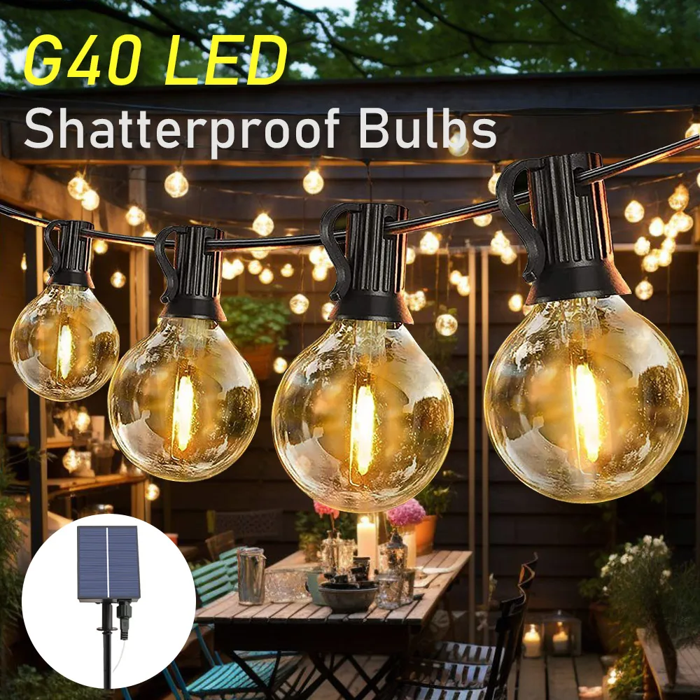 

Waterproof Garland Lights Festoon Light Outdoor G40 Globe Tungsten Bulb Garden Patio Wedding Christmas Decorative String Lights