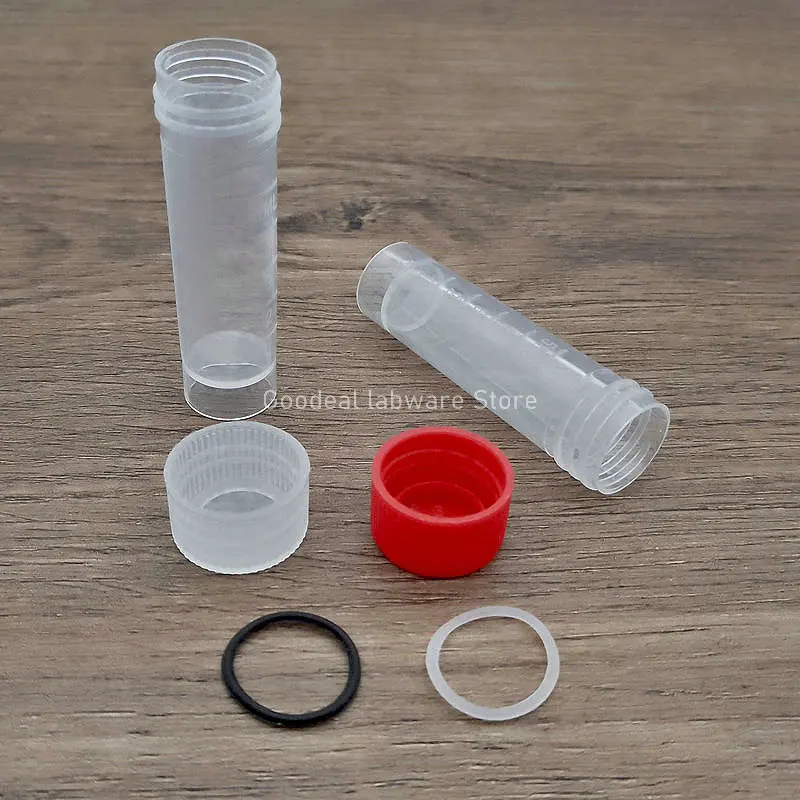 Lab 5ml Plastic Screw Mouth Freeze Tube with Leakproof Washer,Transparent Cryovial with Scale,Reagent/Ink Storage Tube