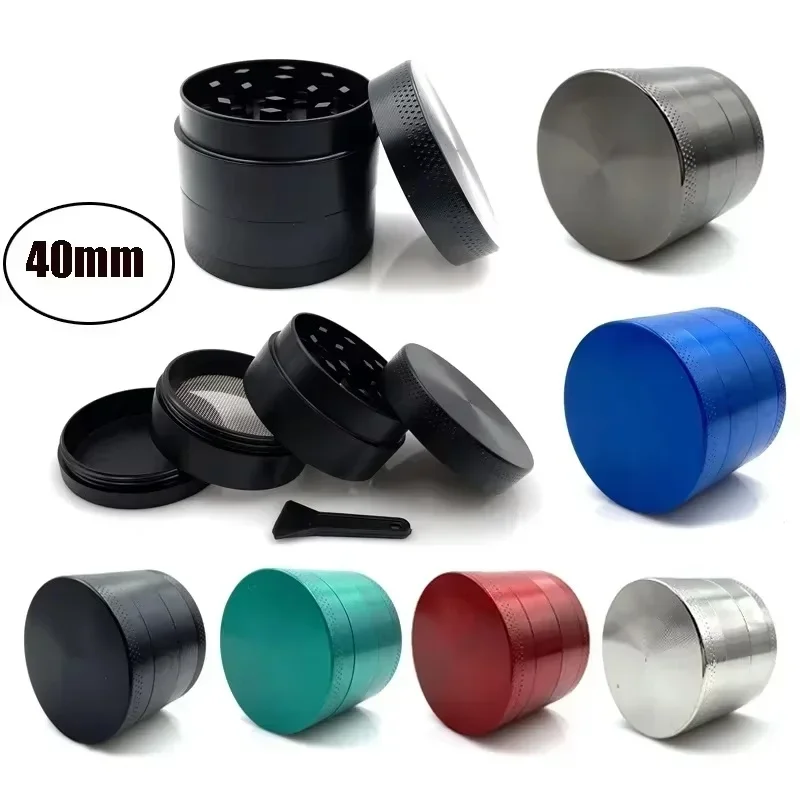 

4 Layers Aluminium Herb and Spice Grinder 5 colors 40mm Grinder Metal with Scraper Portable Food Mill Zinc Alloy Smooth Grinding