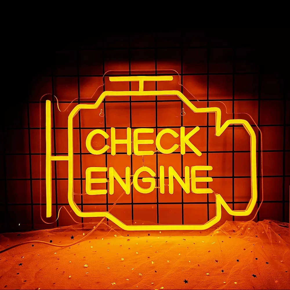 Imagem -02 - Check Engine Neon Light Sign para Wall Decor Led Garage Signs Wall Art Presentes para Homem Caverna Loja Oficina Decoração de Festa