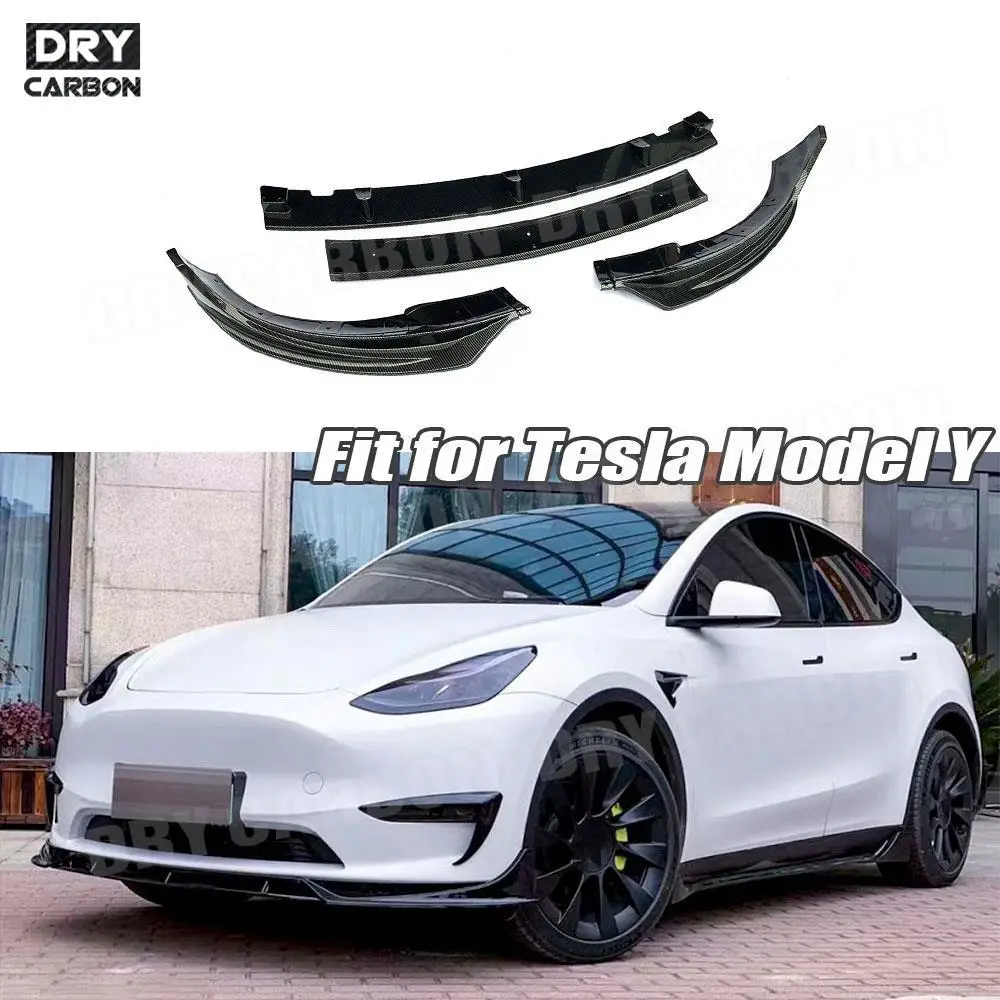 

Carbon Fiber Front Bumper Chin Lip Spoiler BodyKit for Tesla Model Y 2021+ Front Chin Spoiler Add on Accessories