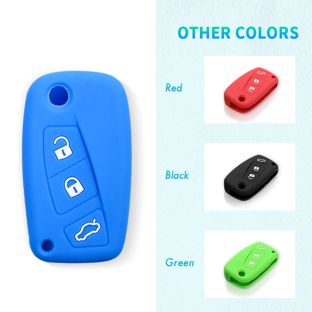 KEYYOU 3 Buttons For FIAT Panda Stilo Punto Ducato Doblo Minibus Grande Bravo 500 Key Fob Silicone Rubber Car Key Cover Case