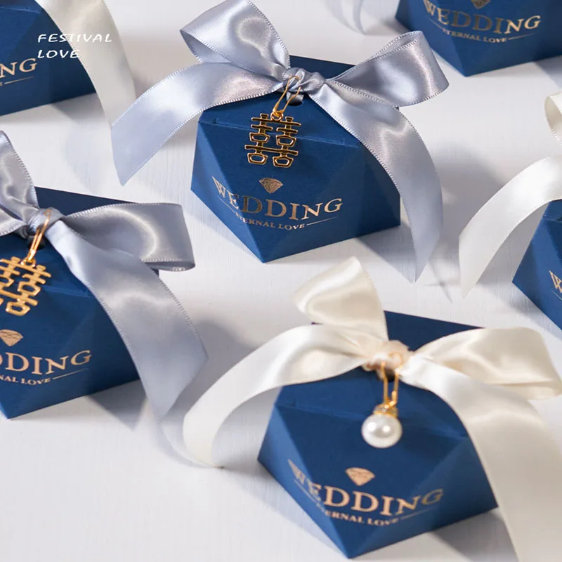 

Diamond Shape Blue Gift Boxes for Packaging Wedding Gift Candy Box Party Favors Pink Small Boxes for Gifts Baby Shower Supplies