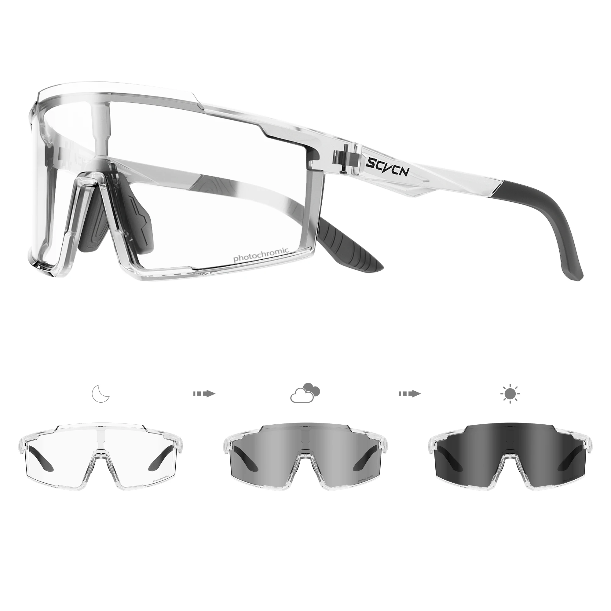 SCVCN Photochrome Outdoor Rennrad Fahren Männer Radfahren Sonnenbrille Frauen Sport Lauf Brille UV400 Laufen Wandern Brille