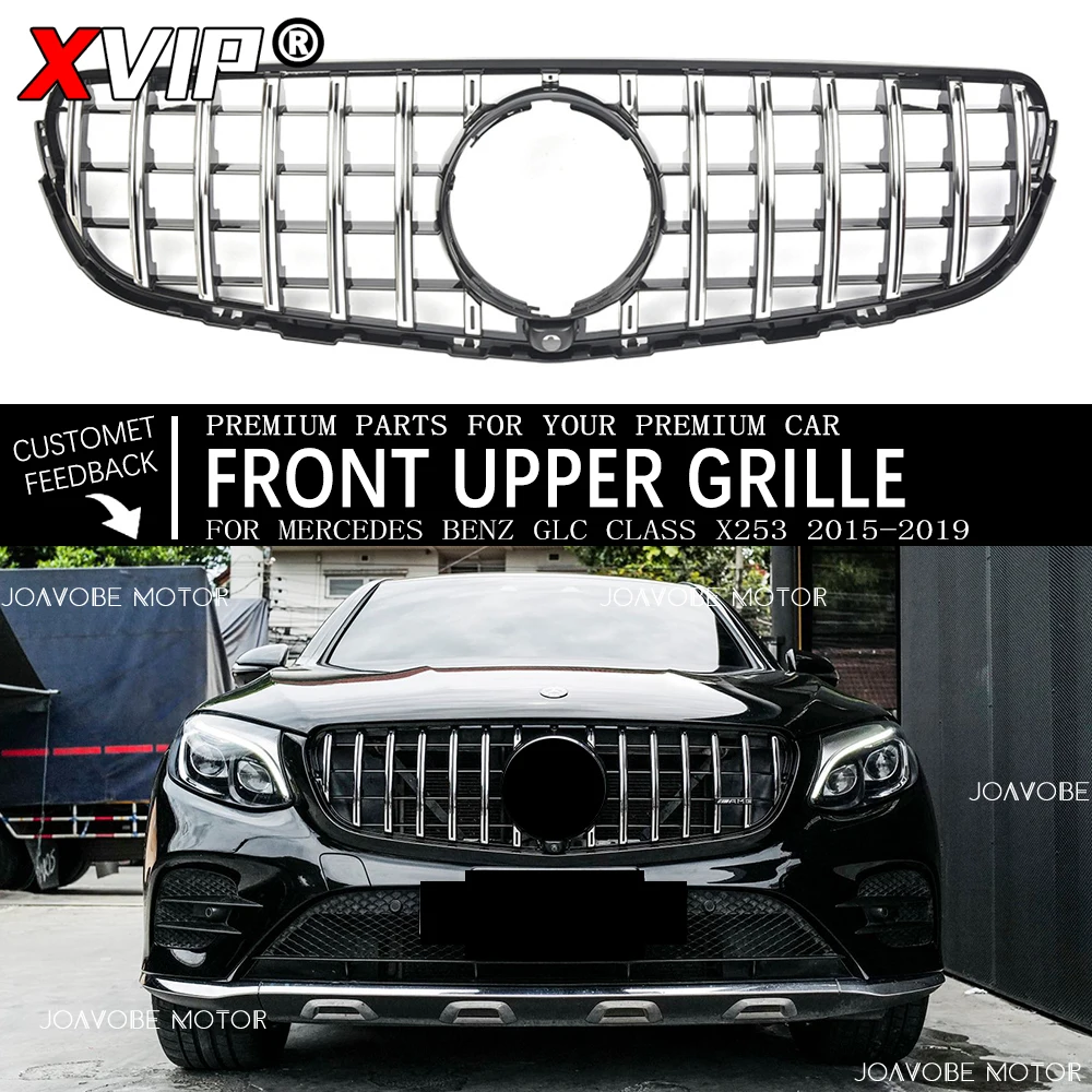 

Хромированная серебристая гоночная решетка в стиле GTR для Mercedes Benz GLC-Class X253 2015-2019 GLC250 GLC300 GLC350 GLC43 AMG