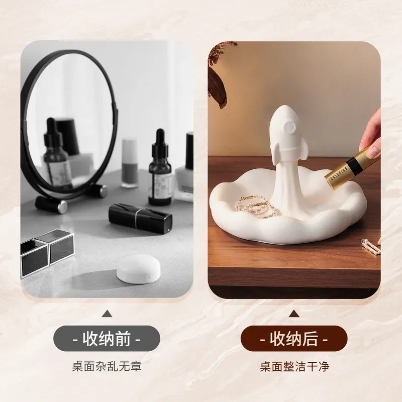 Ceramic Entry Key Storage Box Decorative Ornament for Living Room Shoe Cabinet Dressing Table Shelf Home Entrance Decoration