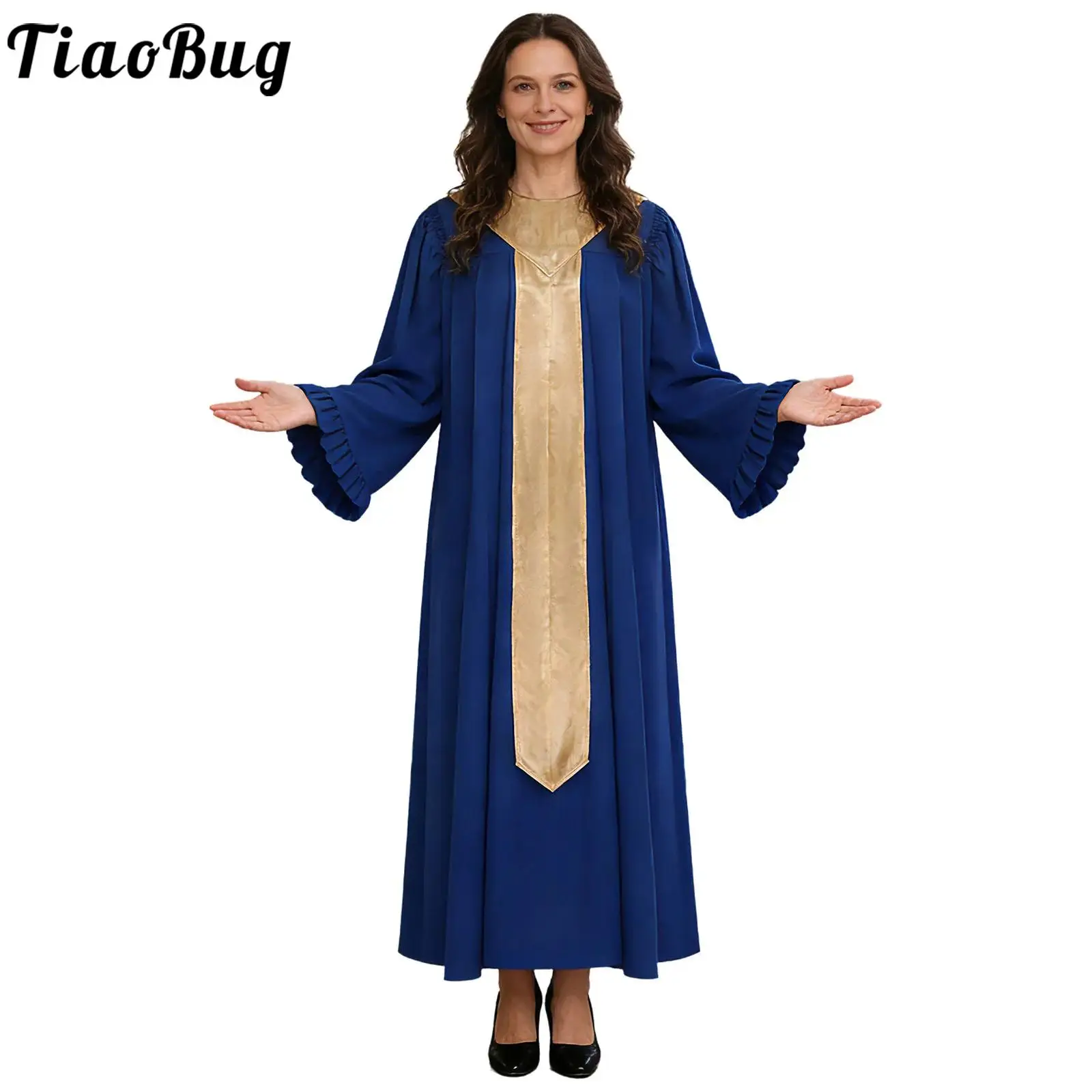 

Women Church Choir Worship Robe Liturgical Praise Dance Dress Christian Pastor Priest Cosplay Robe for Halloween Performance