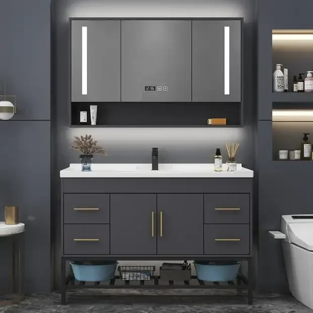 

Modern Light Luxury Bathroom Cabinets Toilet Ceramic Integrated Washbasin Bathroom Vanity Cabinet with Sink Bathroom Furniture