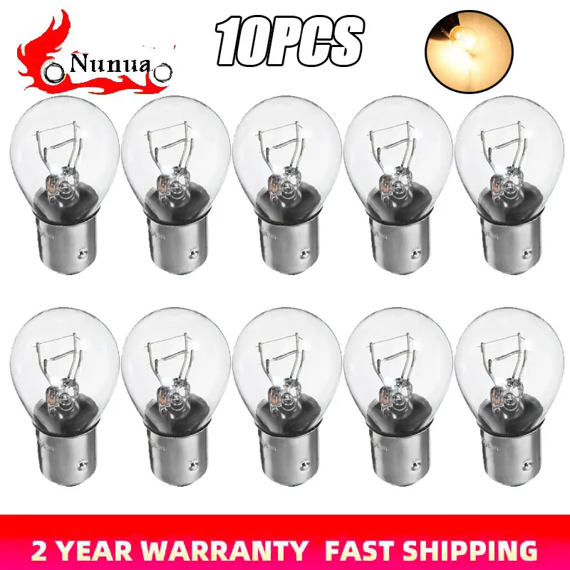 10PCS DC12V 1157 BAY15D Halogen Bulb Turn Singal Light Car Boat Reverse Brake Backup Lamp Tail Light Transparent Reversing Light