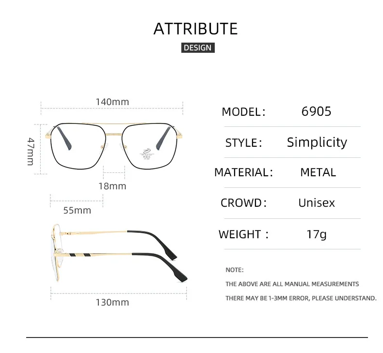 JMISUS موضة طيار النظارات الطبية التقدمية عالية الجودة الطيار قصر النظر النظارات البصرية للرجال والنساء