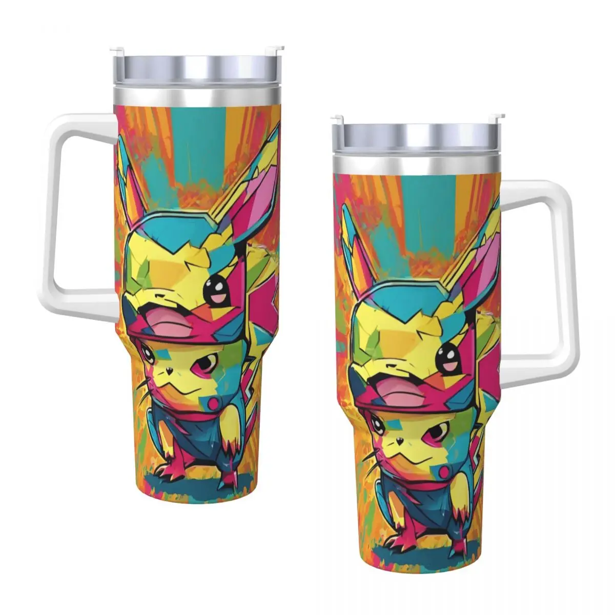 Pokemon Cartoon Anime HD Print Tumbler Cold Drink Water Bottle Insulated Stainless Steel Thermal Cups Printed Camping Car Mugs