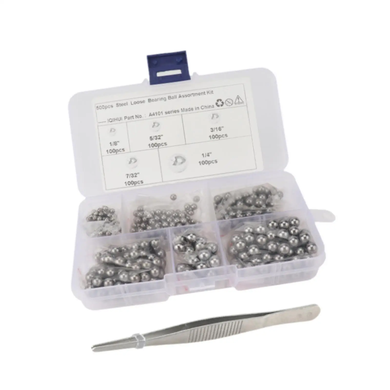 

500Pcs G25 Bearing Steel Balls 1/8" 5/32" 3/16" 7/32" 1/4" with 1 Tweezers Sturdy High Precision for Mountain Bikes Cars Atv
