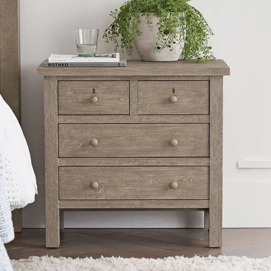 Farm house French contemporary bedside oak wood home bedroom furniture 2 drawers wooden nightstands