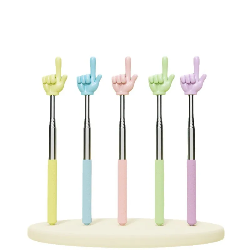 

1Pcs Teaching Stick Pointer Stretchable Stainless Steel Rod Finger Design Telescopic Classroom Finger Pointer Teachers Supplies