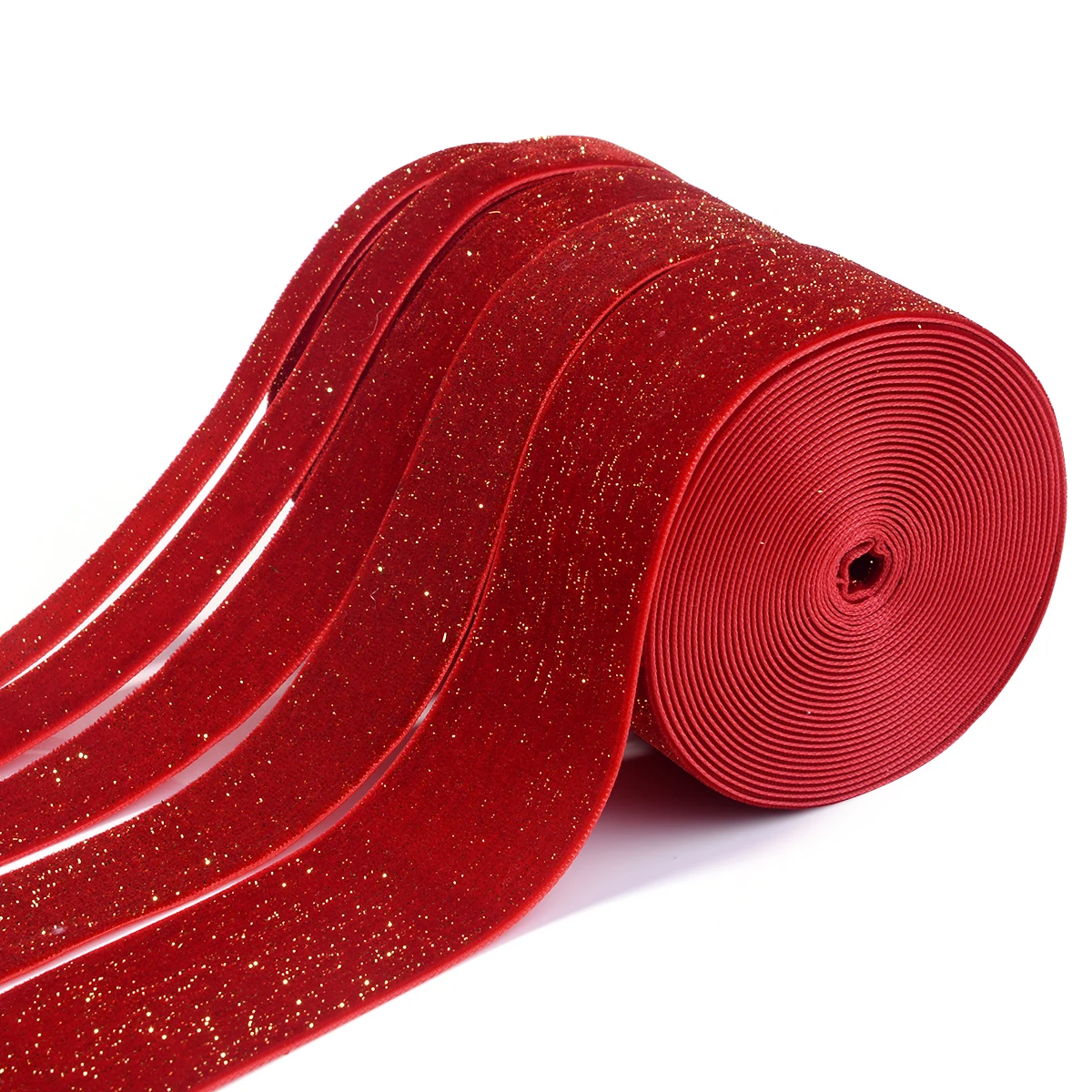 5 Yards/Rolle Pleuche Single Face Samtband Schwarz/Rot Beflockung Gurtband für DIY Weihnachten Handwerk Verpackung Dekoration