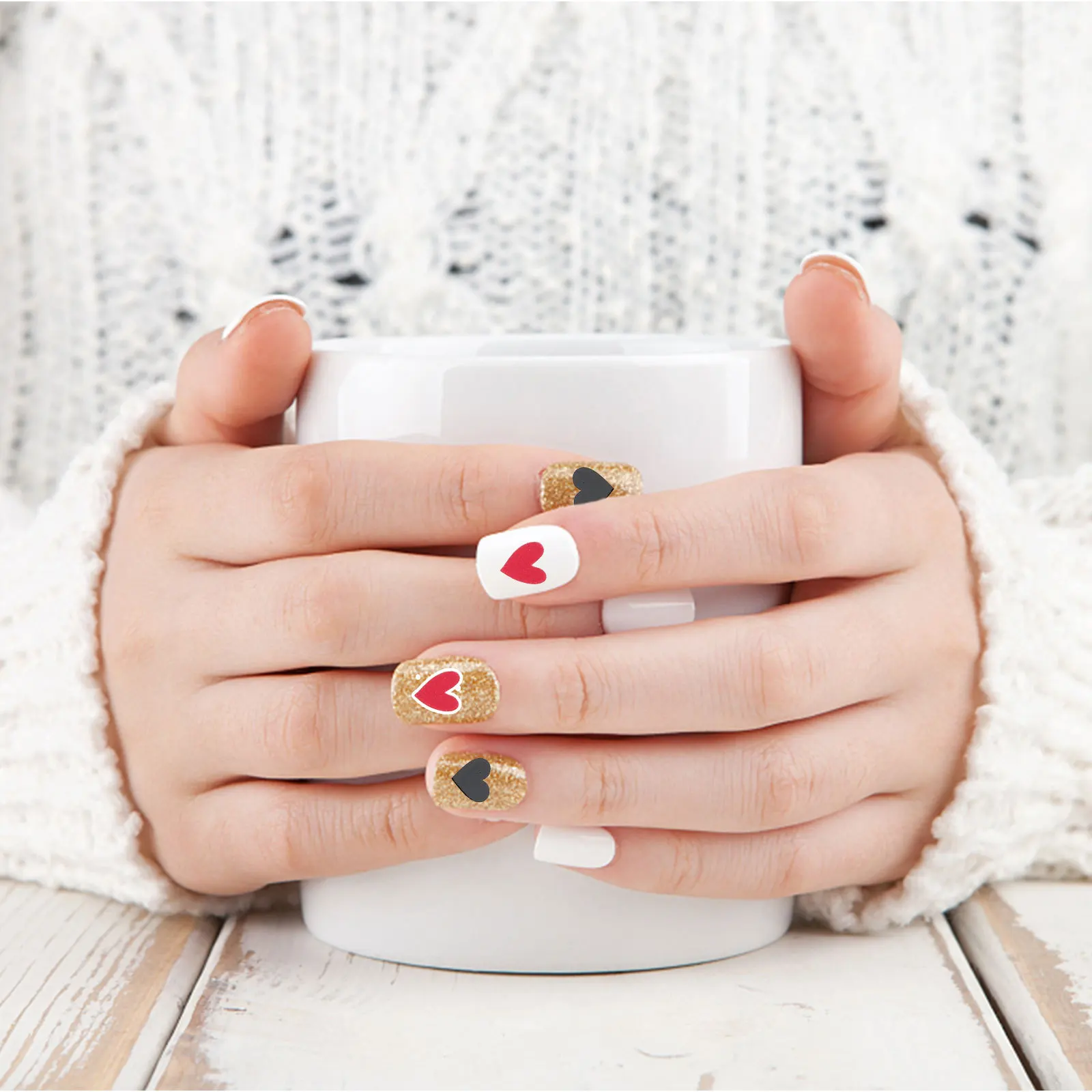 

8pcs Heart Nail Art Sticker Romantic Love Decal For Wedding Valentine Diy Manicure Decor Party Cosplay Mixed Sheets