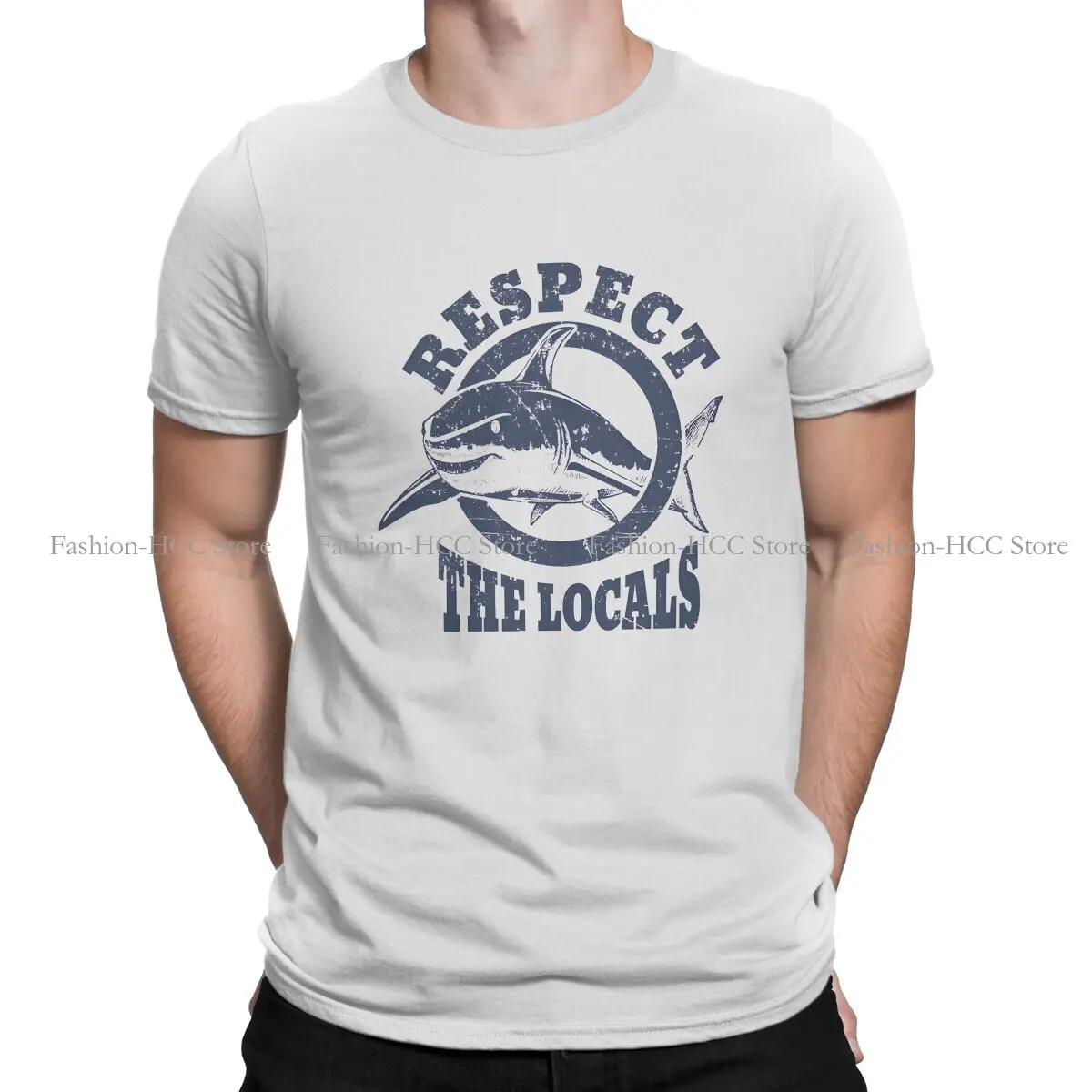 

Respect The Locals O Neck TShirt Shark Wild Animal Original Polyester T Shirt Men Tops