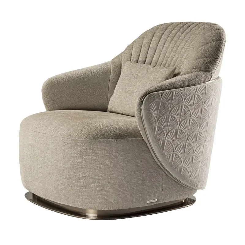 

Italian light luxury single sofa chair villa living room home leather armchair model room designer leisure