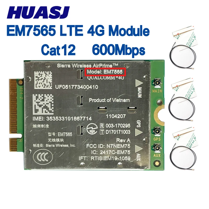 

Модуль EM7565 4G LTE CAT-12 600 Мбит/с, модуль NGFF SKU 1104207 Cat12 NGFF, модуль Cat12 для ноутбука