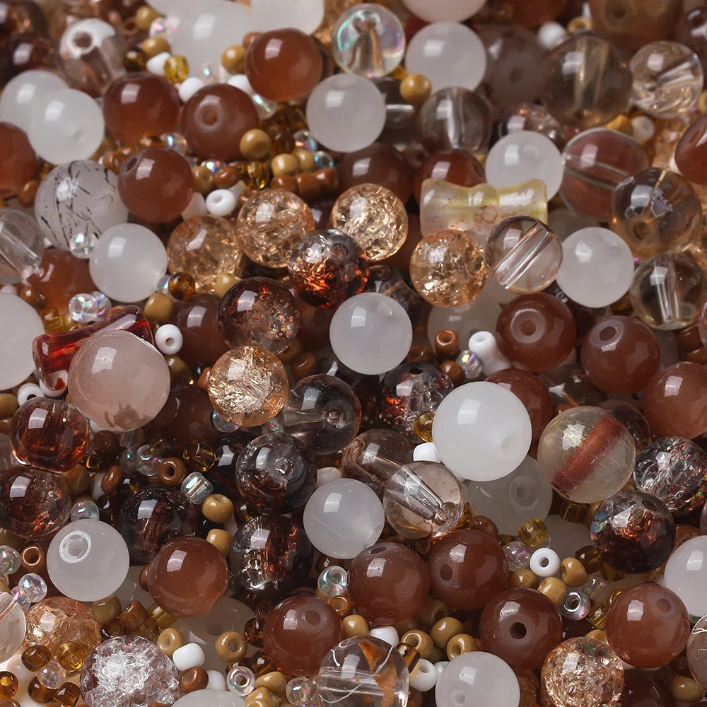 3-14mm 30g/Bag Glass Random Mixed Style Round Loose Spacer Beads for Handmade DIY Jewelry Bracelet Necklace Keychain Accessories view 3