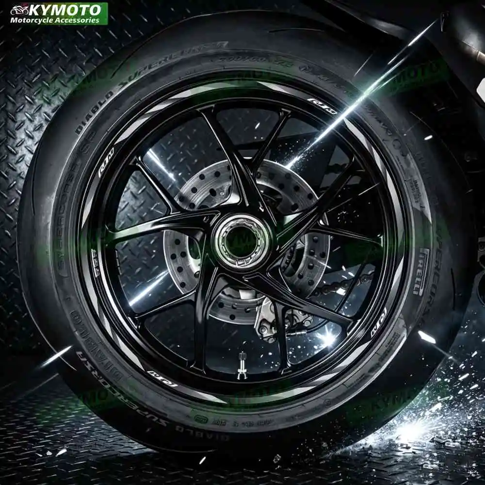 Reflective motorcycle wheel decals for YZF R1M R1 17-inch front and rear wheel fairings and rims waterproof decal decoration