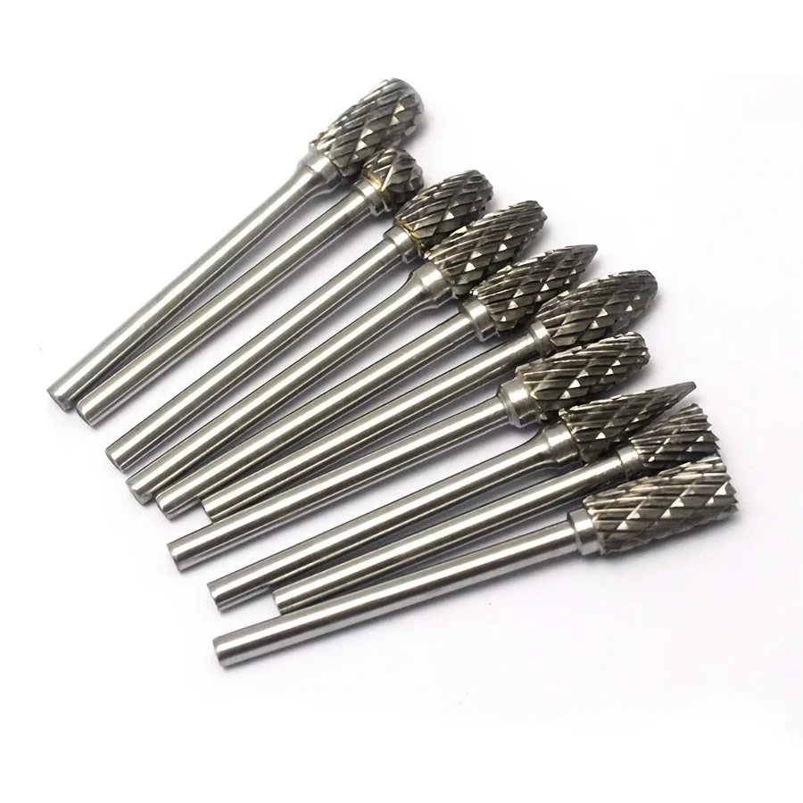 Imagem -06 - Double Cut Tungsten Carbide Grinding Bits Grupo Rebarbação em Metal Duro Aço de Tungstênio Compatível com Ferramentas Rotativas 10 Pcs