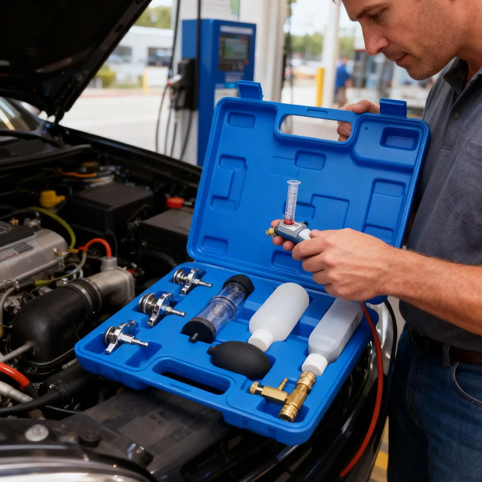 

Head Gasket Leak Tester Kit Cylinder Head Gasket Testing Tools Combustion Leakage Tester For Car Truck Road Tractor Excavator