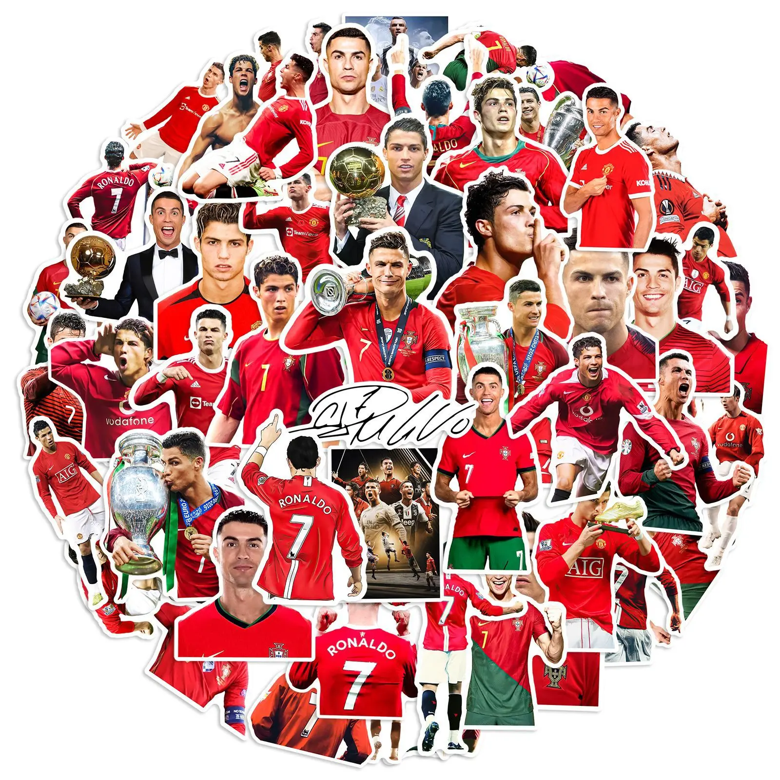 50Pcs Football Star Cristiano Ronaldo Graffiti DIY Football Sports Waterproof  Stickers Skateboard Phone Laptop Kid Toy Gifts