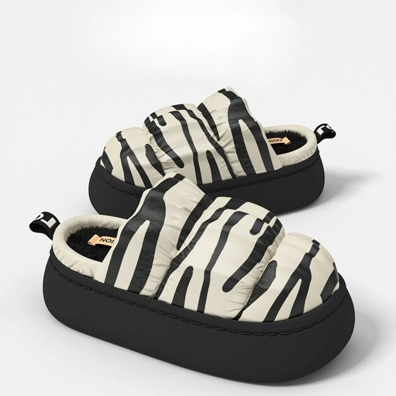 الخريف الشتاء صوف مبطن المرأة نعال من القطن البقرة طباعة لطيف سميكة وحيد الارتفاع زيادة المنزل مقاوم للماء الدافئة بعد الولادة