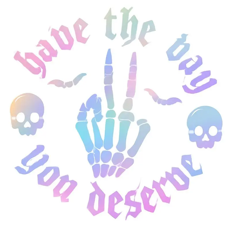 

1 шт. готическая пастельная виниловая наклейка с изображением скелетной руки и знаком мира, градиентная водонепроницаемая самоклеящаяся наклейка для автомобильных окон и кузова