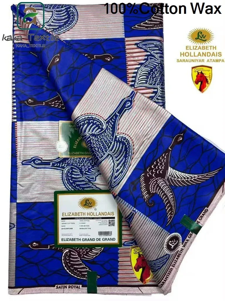 New Hot Super Quality Pagne Grand De Grand Wax Print Fabric Good Shine Ankara African Wax Print Fabric Golden Tissu Soft For Sew