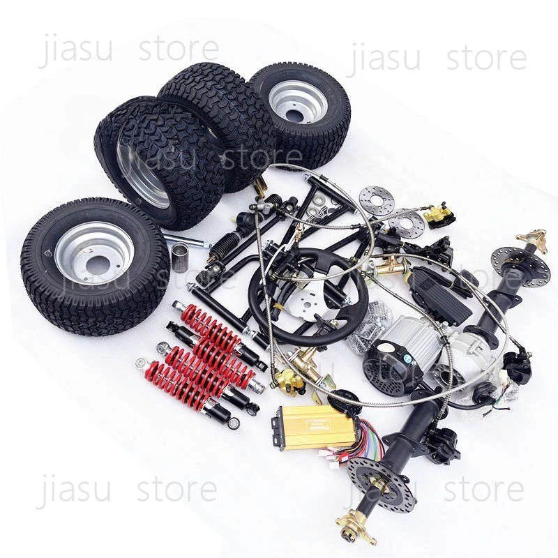 

electric four-wheel kart accessories front disc brake suspension steering machine differential shaft drive rear motor 6 inches