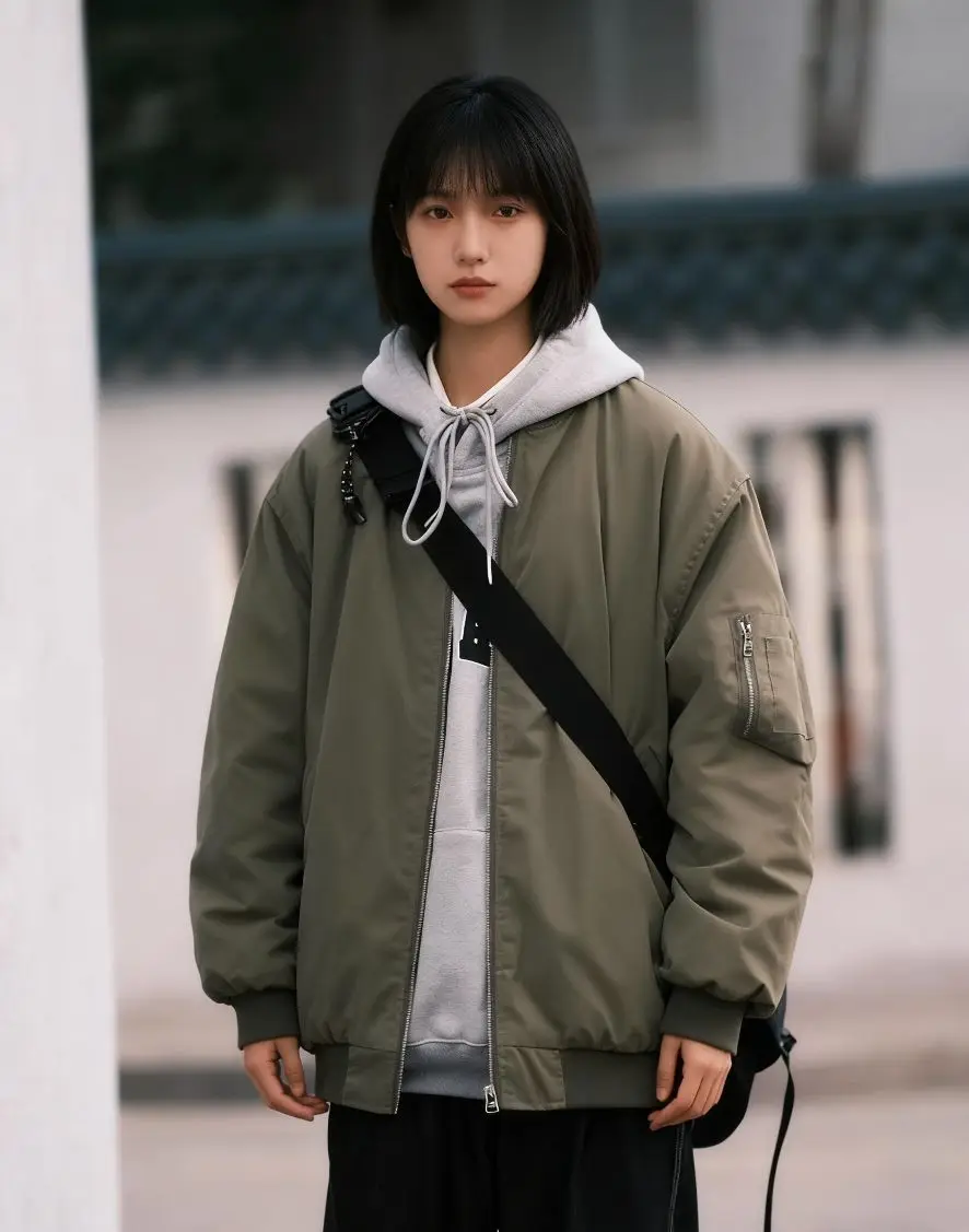 

Bomber Jackets Womens Jacket Inside Pockets Fall Cashmere Stereoscopic Panelled Artistic Innovative Unique Personality Commuting