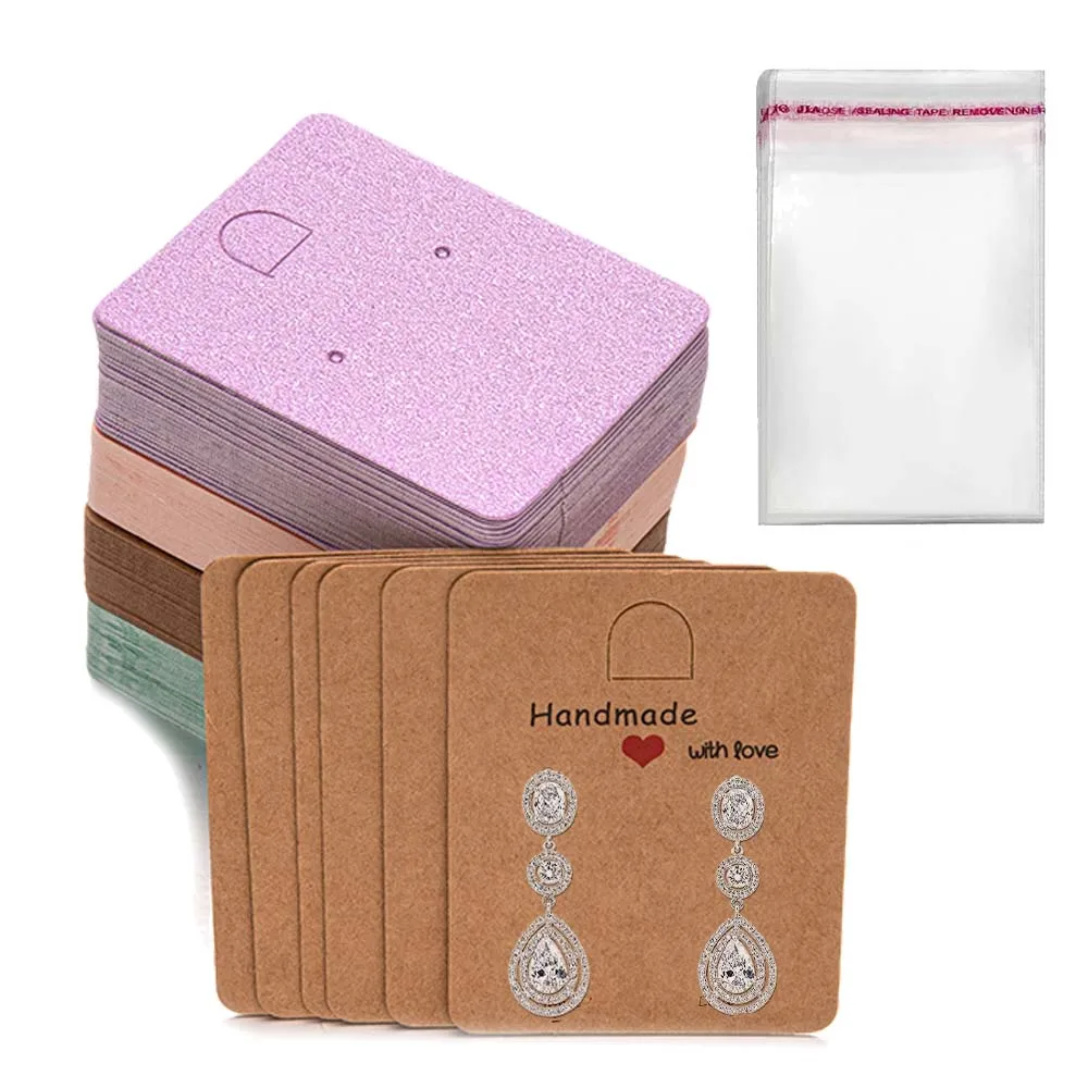 Oorbel Display Kaarten - 100 Stuks Papieren Tags, 1,77 x 1,26 inch Bruin, voor Sieraden en Ophanging Oorbel Display Kaarten - 100 Stuks Papieren Tags, 1,77 x 1,26 inch Bruin, voor Sieraden en Ophanging