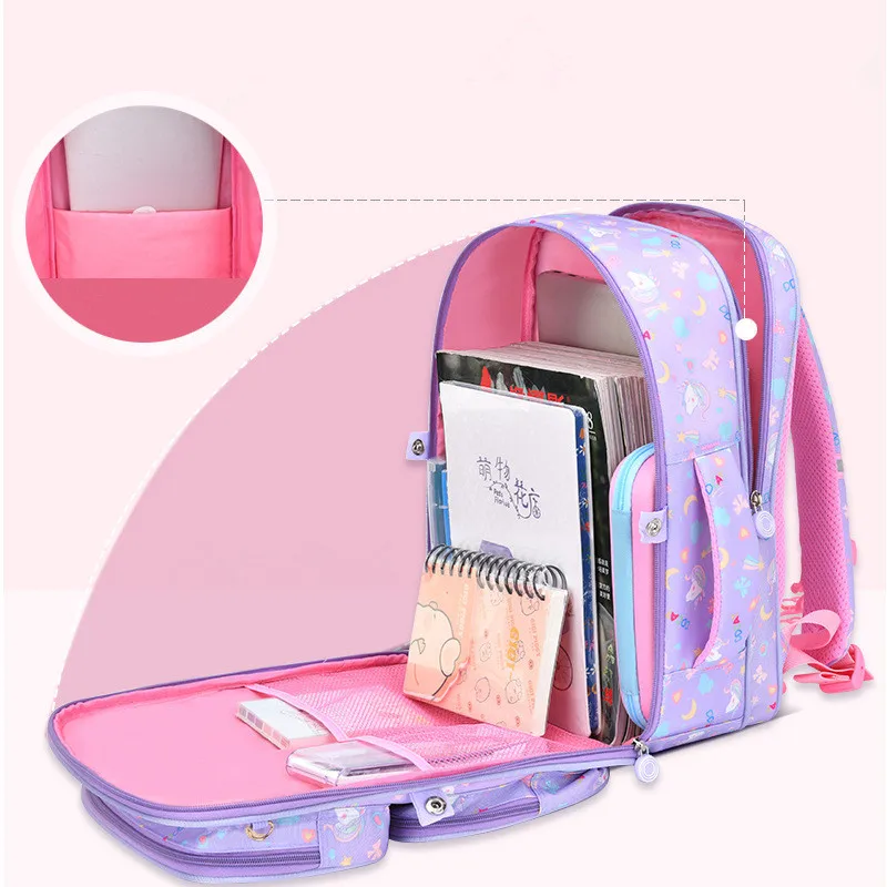 

Rainbow series student backpacks for girls 2sizes large capacity school bag suitable for ages 1-6 Pink purple kids schoolbag