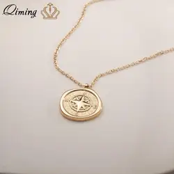 QIMING North Star Compass Necklace For Women Minimalist Jewelry Anchor Pendant Tiny Pendant Necklace