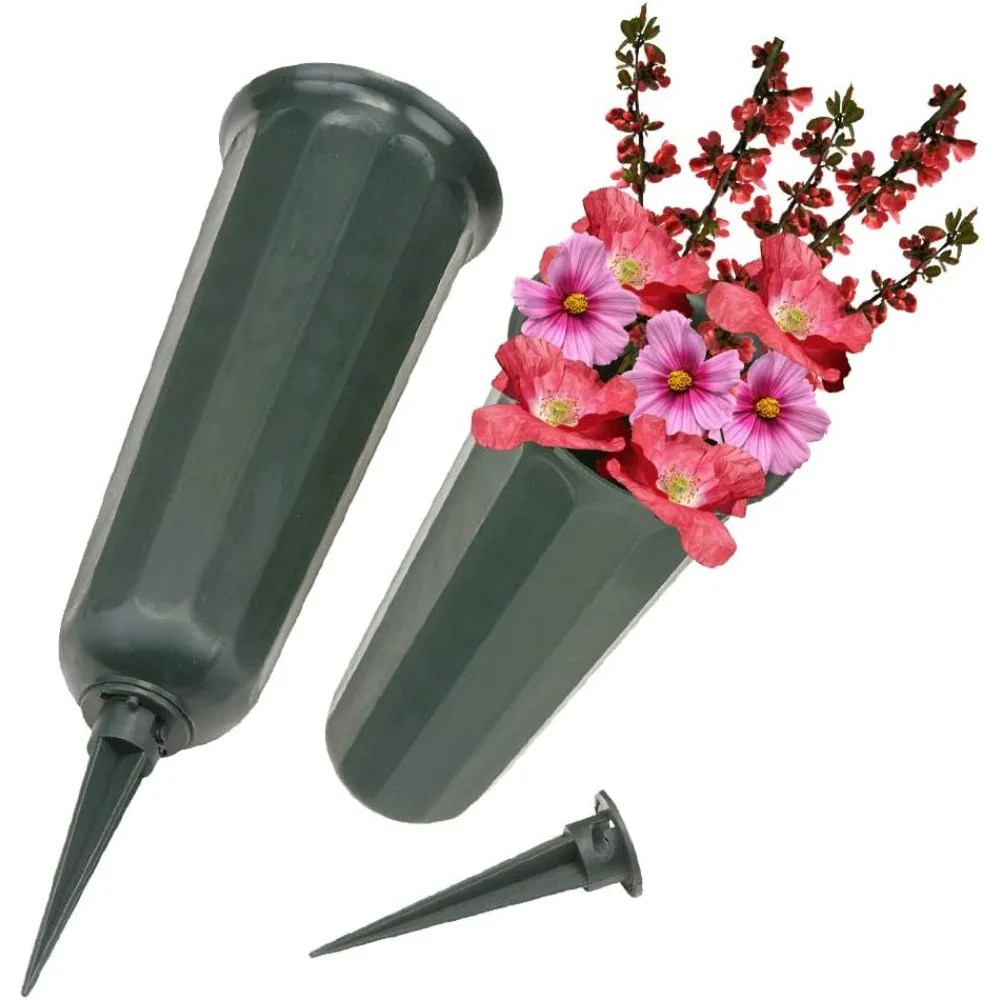 

Cemetery vases with sturdy pointed tops/stands, 2-pack, outdoor artificial or fresh flower stands