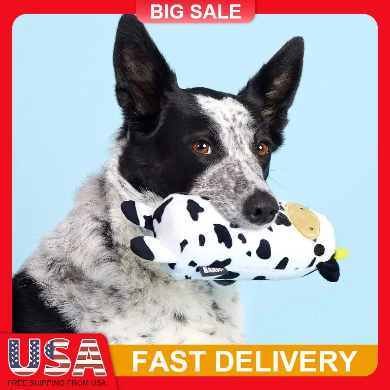 

Super Chewer Mad Cow Dog Toy Rip Reveal Plush with Rubber Milk Bottle Core Tough Chew Proof Squeaker for Large Dogs
