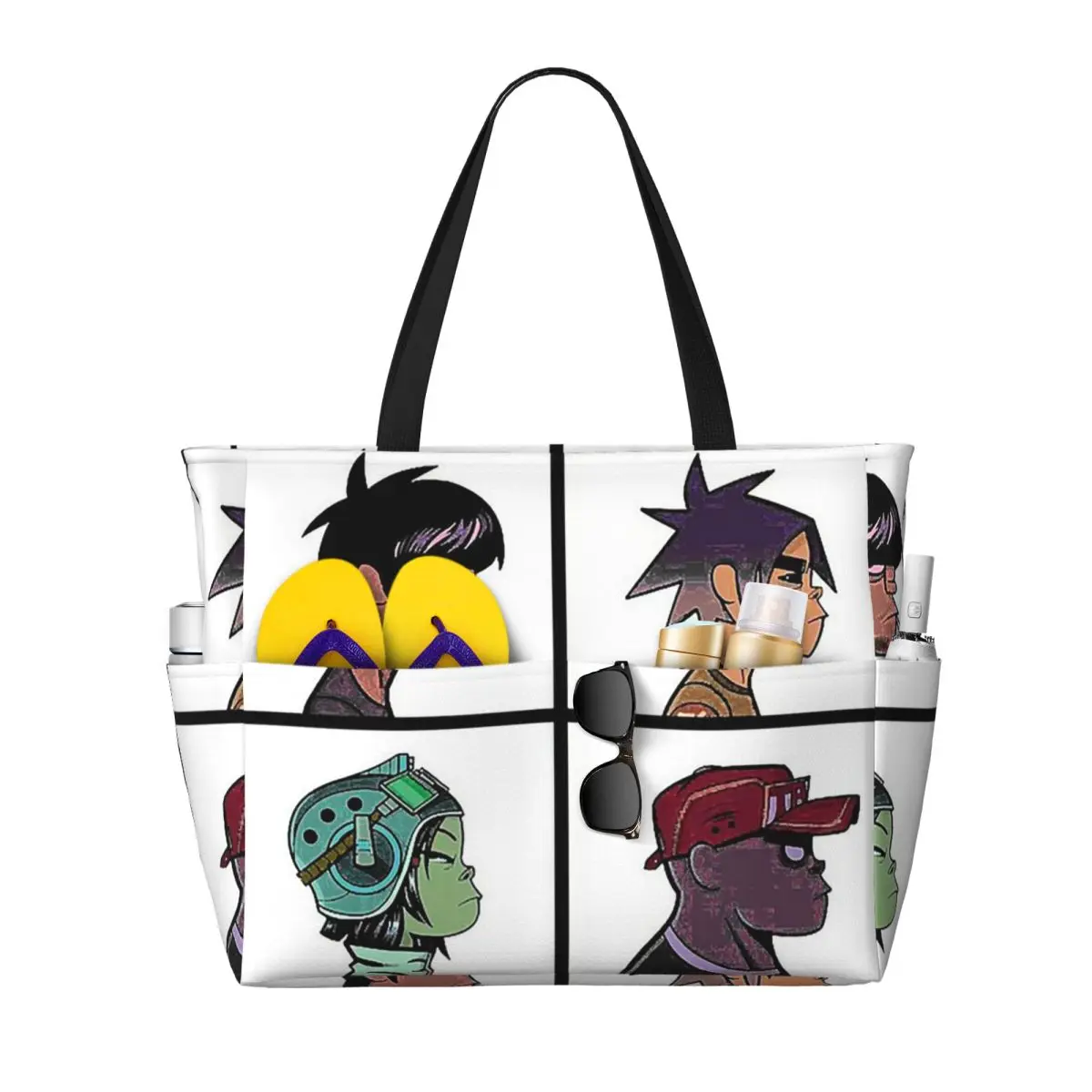 

Music Band Gorillaz Beach Tote Bag Sport Gym Yoga Duffle Large Tote Bag Women Travel Bag Fitness bag