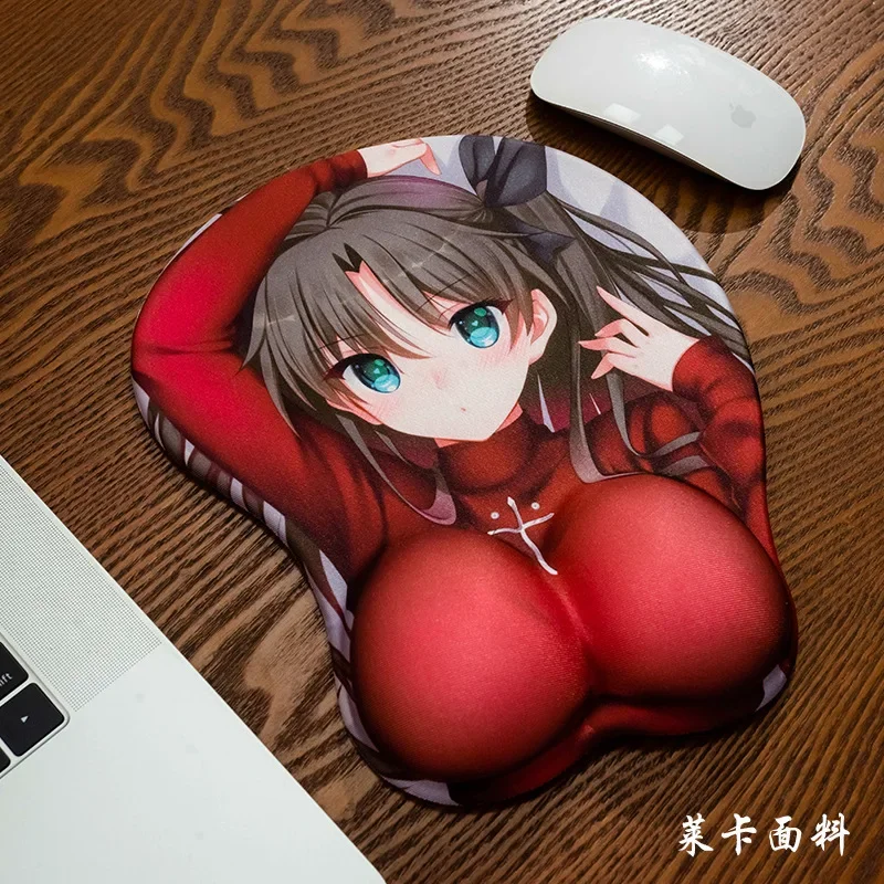 

FATE Anime Mouse Pad with Wrist Support Anti Slip Silicone 3D Cartoon Figure Tohsaka Rin Mice Mat for PC Computer Laptop Gaming