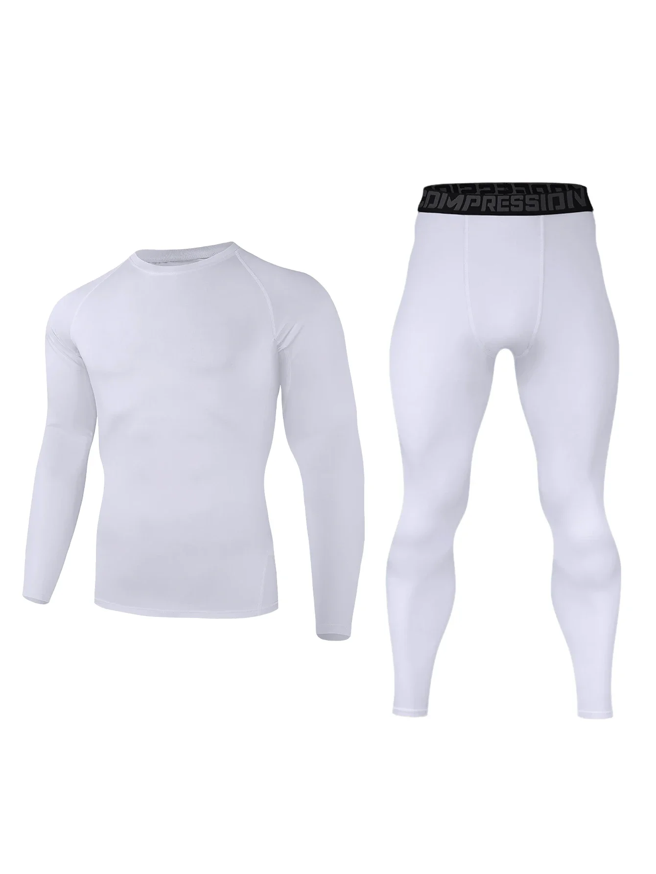 بدلة تمرين للرجال، بلوزة مضغوطة بأكمام طويلة وسراويل تدريب، قابلة للتمدد المرن، تدريب اليوغا في صالة الألعاب الرياضية #3