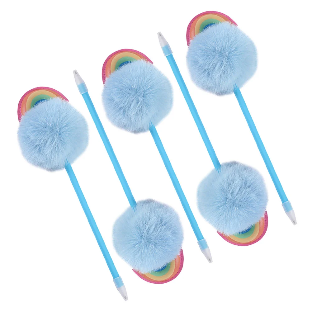 5 Pcs Ballpoint Pen Novelty Ball-point Pens Creative Fluffy Name School Supplies Pompom Shaped for Students