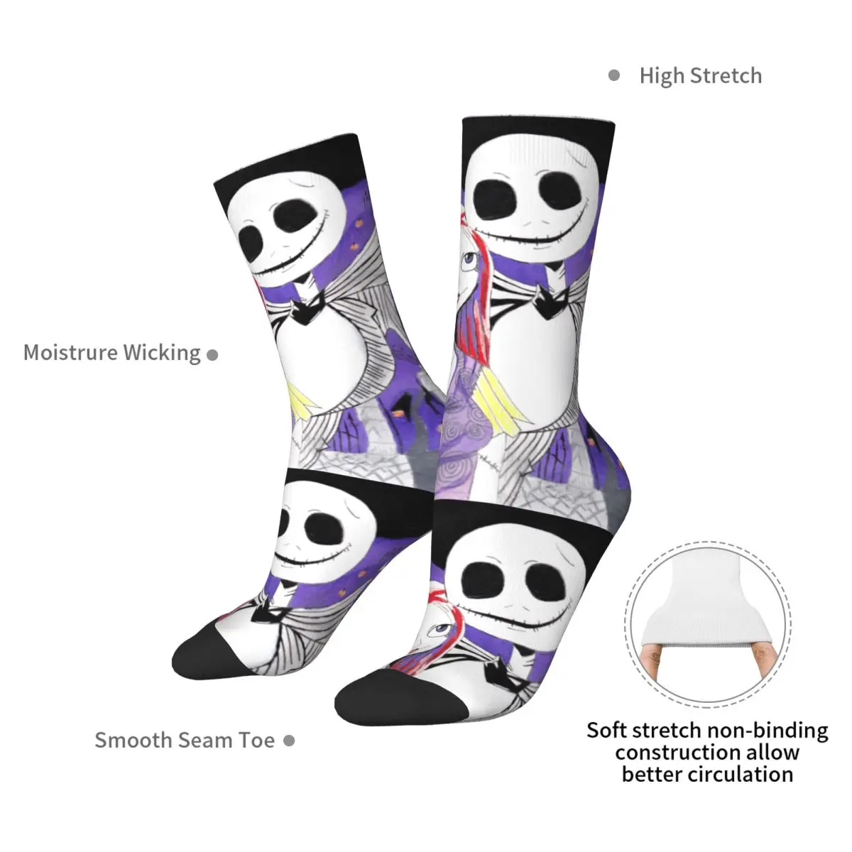 Femmes Jack et Sally chaussettes le cauchemar avant noël Jack Skellington Halloween citrouille roi Hip Hop Streetwear équipage chaussettes