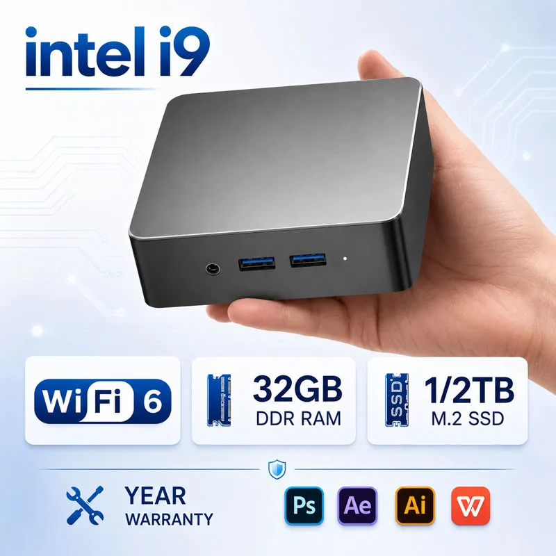 NEUER Mini-PC Windows 11 Intel Core I9 10980HK/N150 16GB RAM 1TB SSD WiFi 6 BT5.2 4K HD Mini Gaming Büro Studier-Computer
