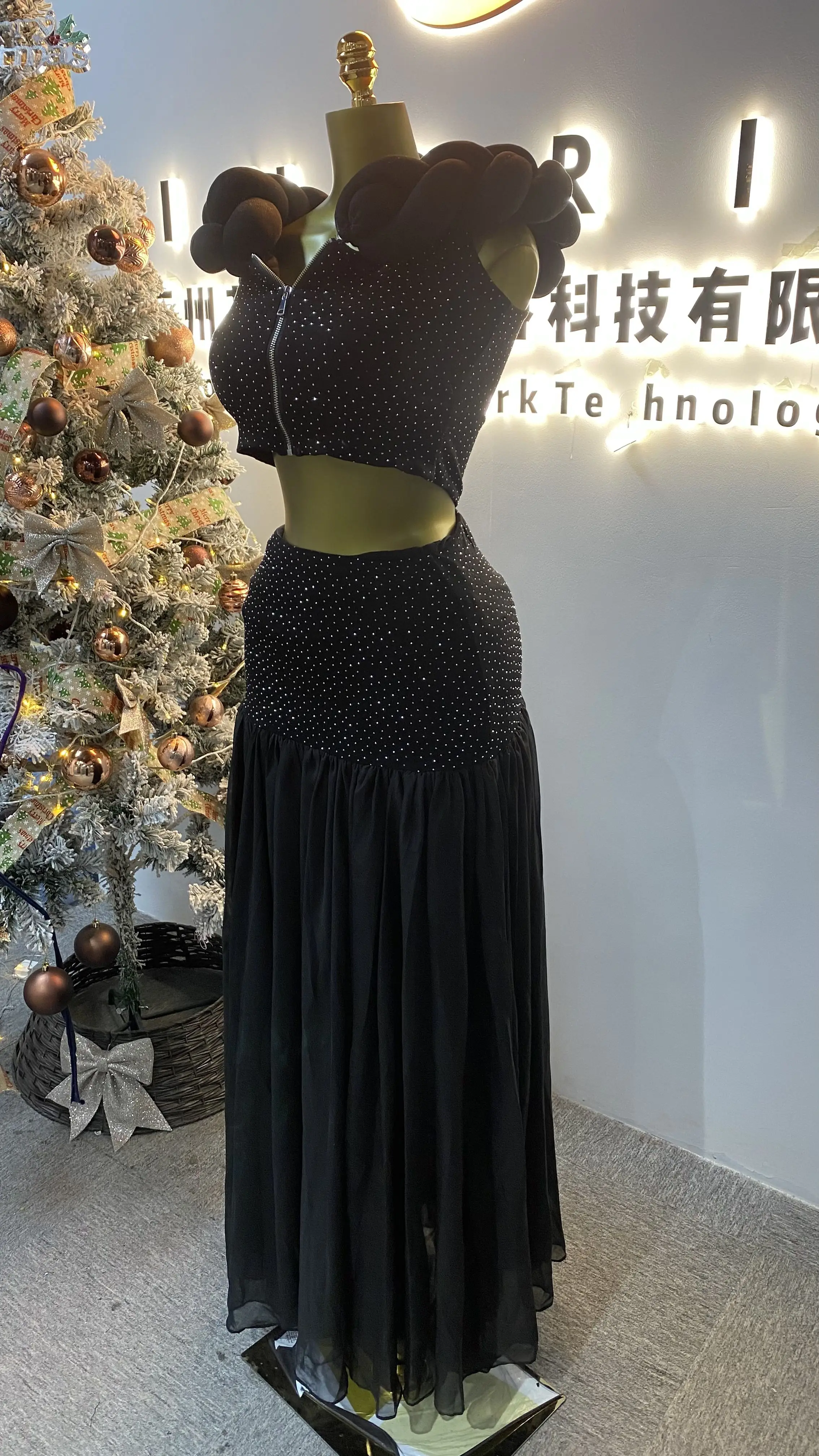 جديد مصمم المشاهير أزياء حزب أعلى وتنورة 2 قطعة فستان الحفلات النسائية-GZXX079