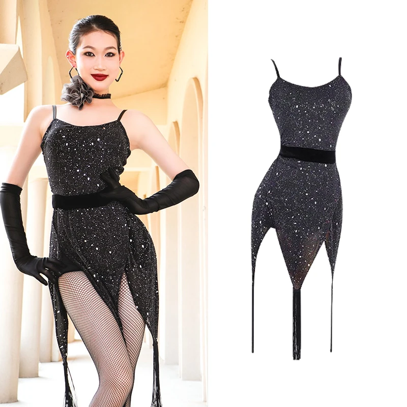 

2024 New Latin Dance Competition Dress For Women Sexy Backless Split Dress Chacha Samba Tango Adult Latin Stage Dress DN18654