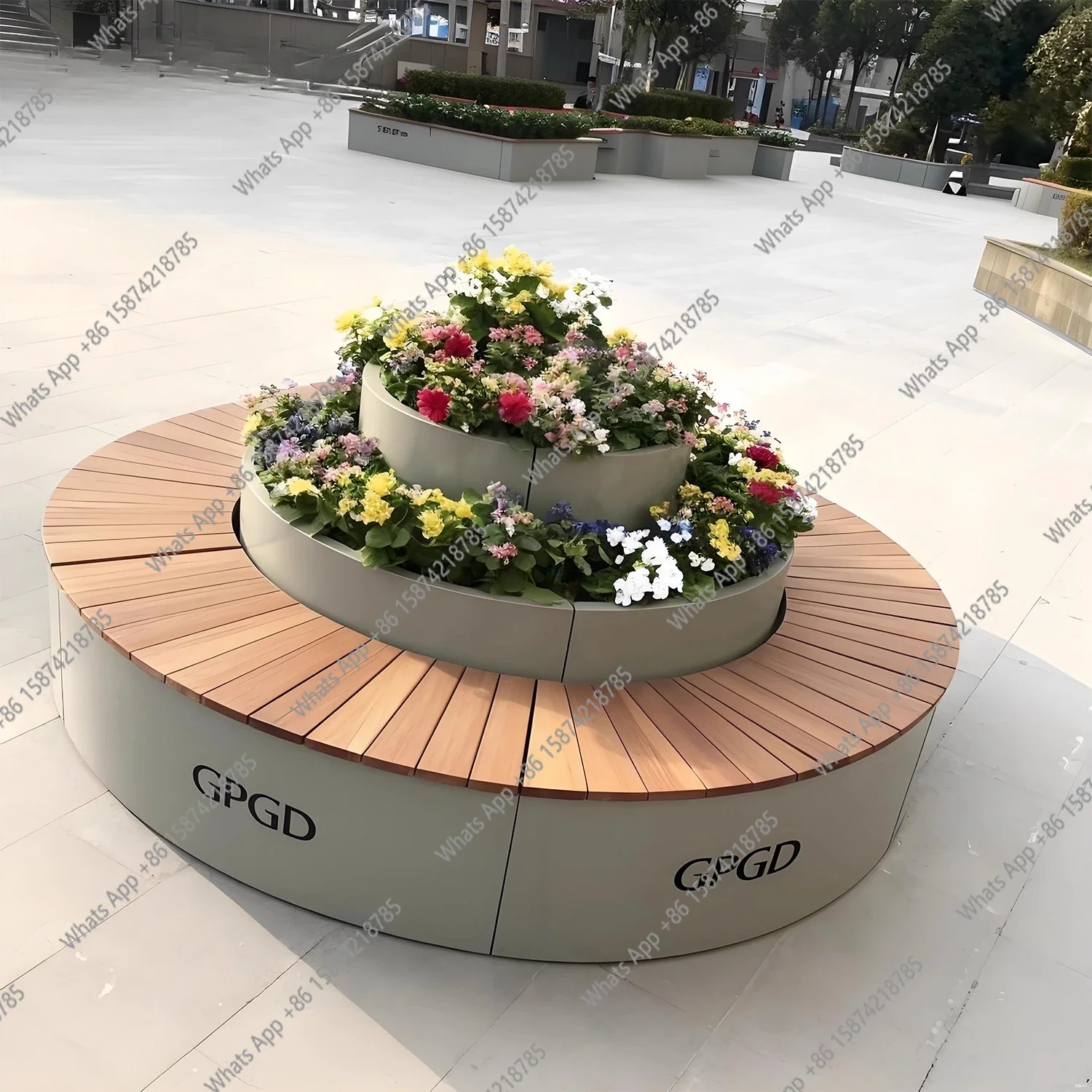 

A63 Outdoor flower box seat combination commercial street milk tea shop outdoor pendulum, waterproof planting round flower slot