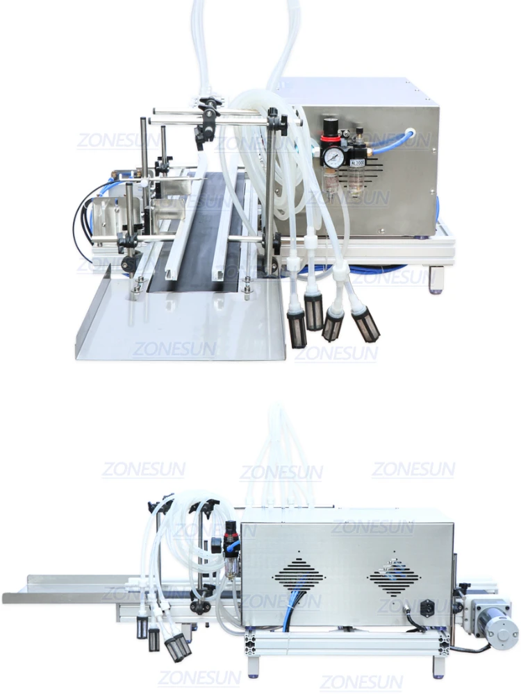 4 Nozzles Magnetic Pump Automatic Desktop CNC Liquid Water Filler With Conveyor 110V-220V For Perfume Filling Machine