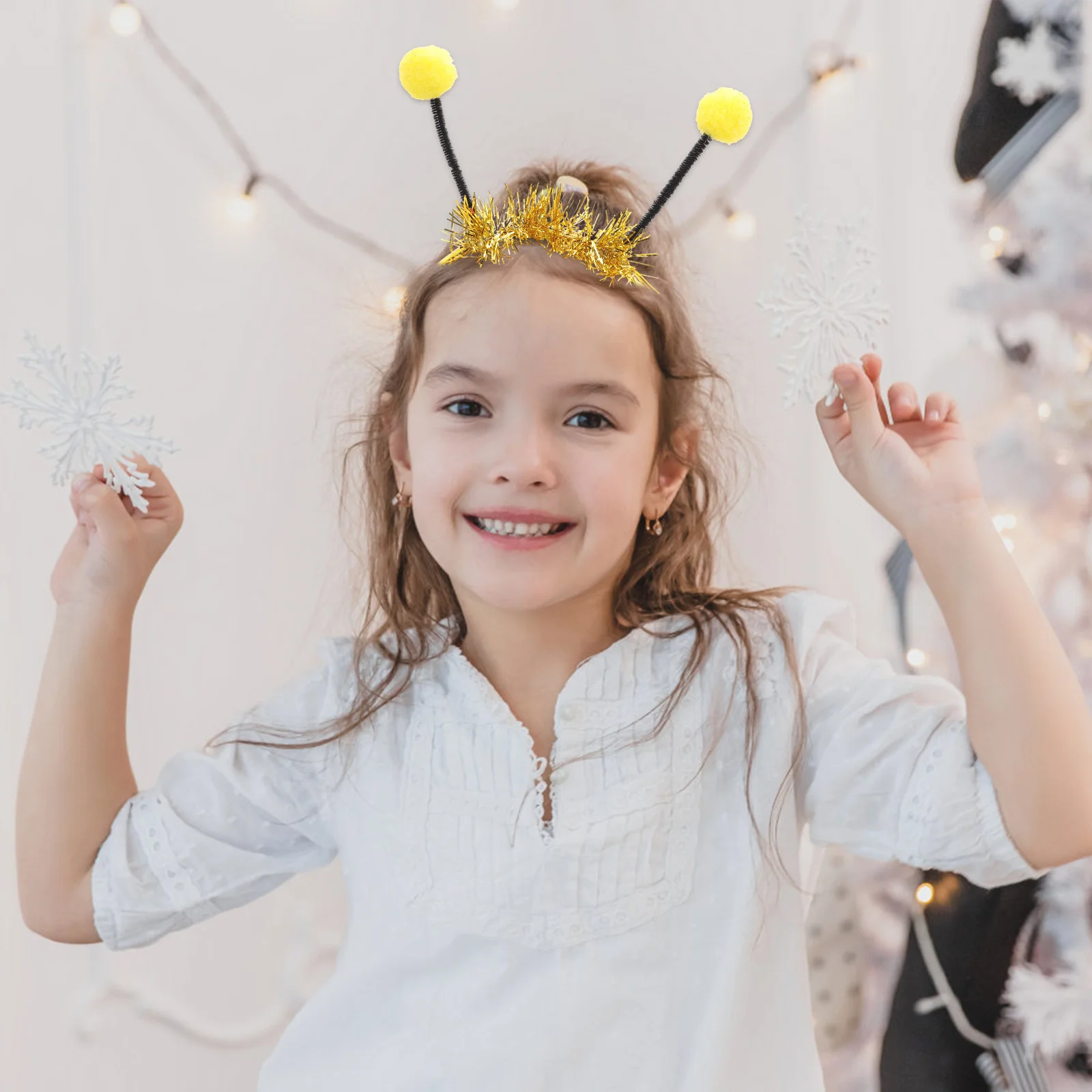 4点セット 子供用ミツバチコスチューム 衣装 黄色と黒の羽根 ヘッドバンド ドレス ワンド プレイパーティー ドレスアップに最適 子供用ミツバチコスチューム