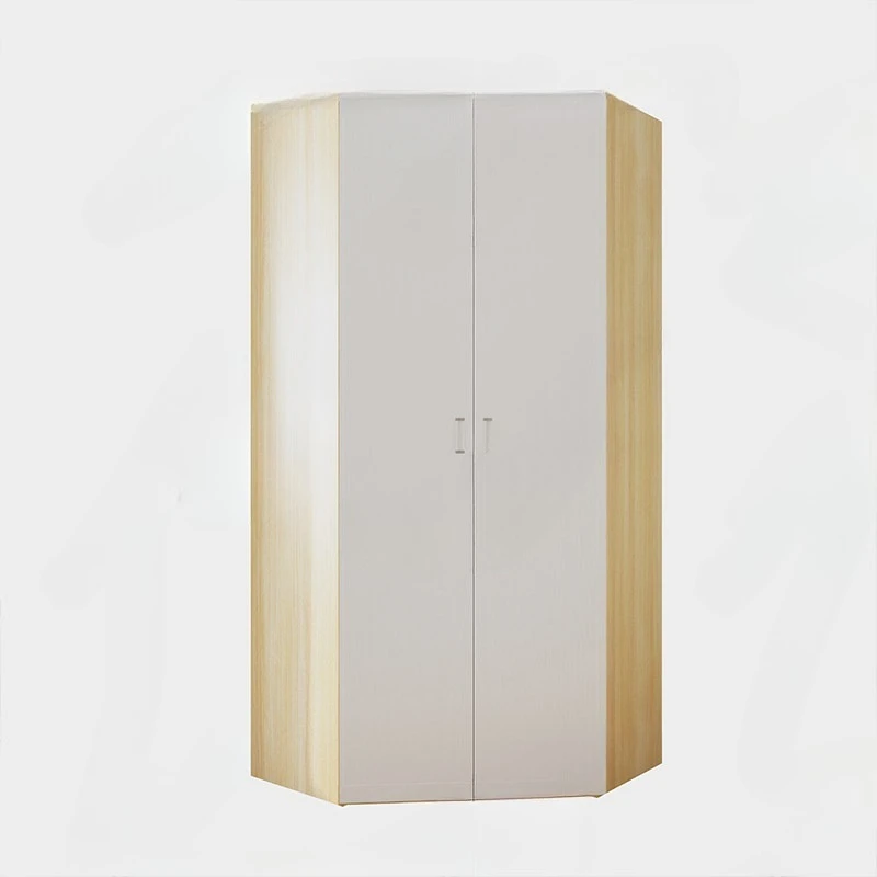 Home bedroom corner wardrobe swing door small apartment modern simple multi-functional space-saving solid wood wardrobe